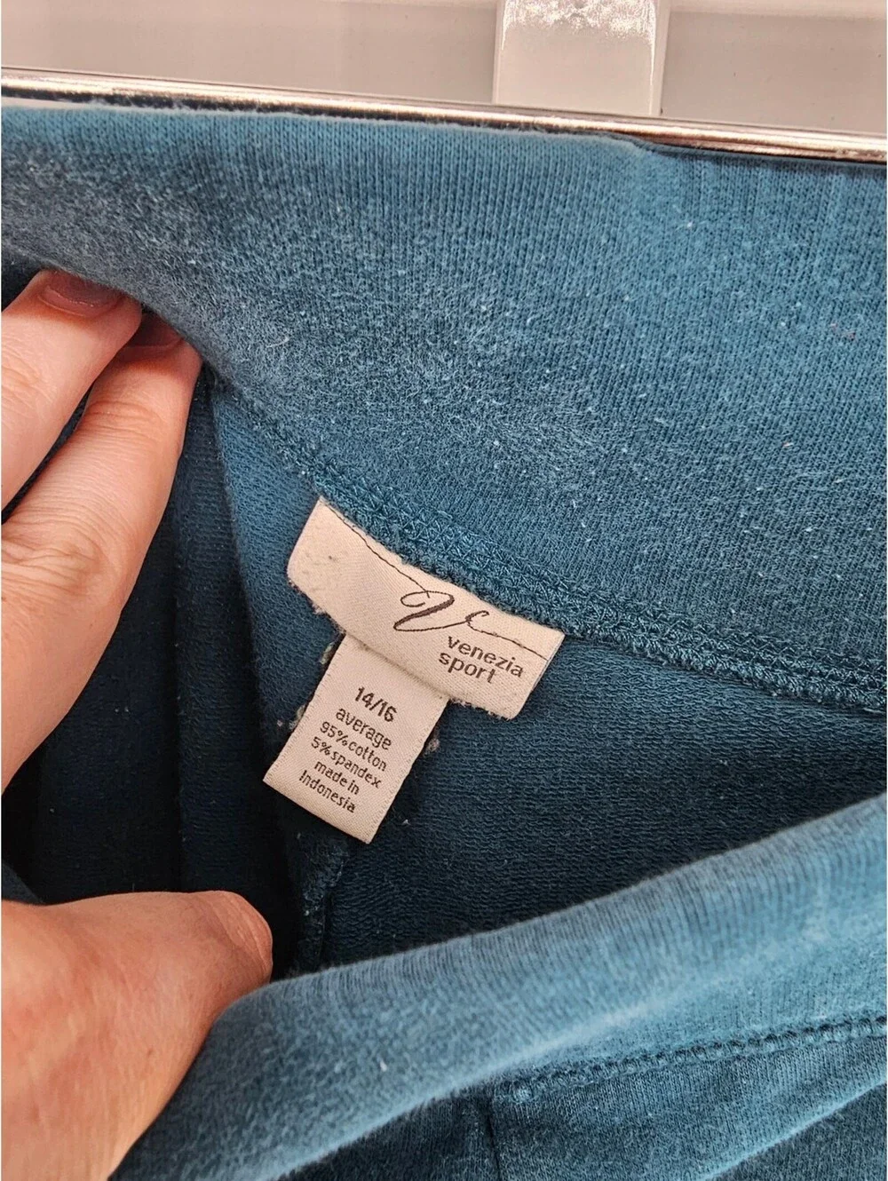 Venezia Sport Womens Sz 14/16 Pull On Sweatpants Pants Teal Blue Straight Leg